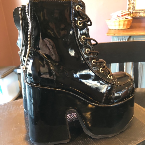 black platform rave boots